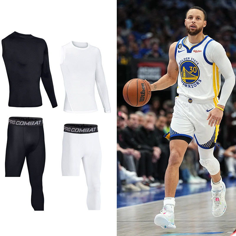 Sports Basketball Compression Shirt for Men, High Elasticity, Quick-Drying, Curry Single-Arm Long-Sleeve Base Layer, Sweat-Absorbing T-Shirt, Fitness Clothing