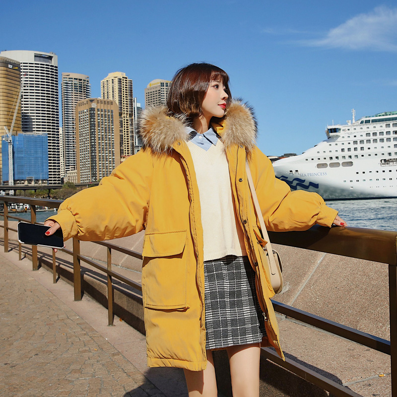 2018新款冬装学生加厚棉袄大毛领面包服_网红优惠券