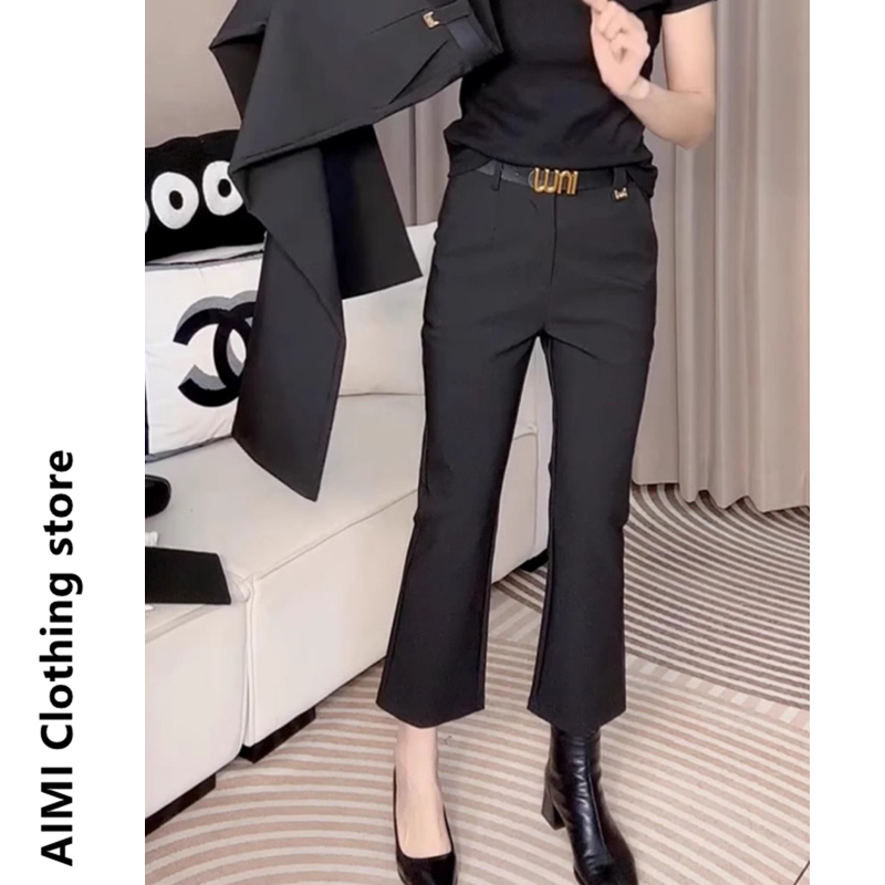 European Style Pear-Shaped Body Plus Size Cropped Suit Casual Pants Women's Foreign Trade Flared Pants 2026 Summer New Model