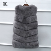 Jane và vest lông trong áo dài nữ Slim 2017 mùa thu đông mới áo khoác lông nữ giả lông cáo áo lông nữ
