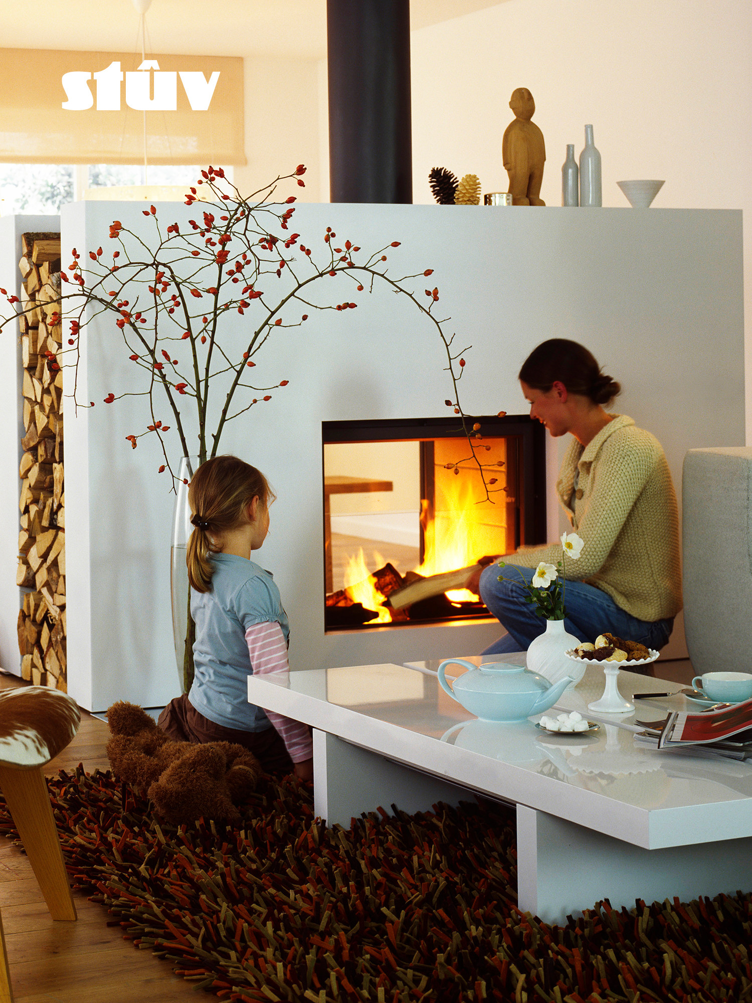 Stûv 21 Two-Sided Built-In Wood-Burning Fireplace