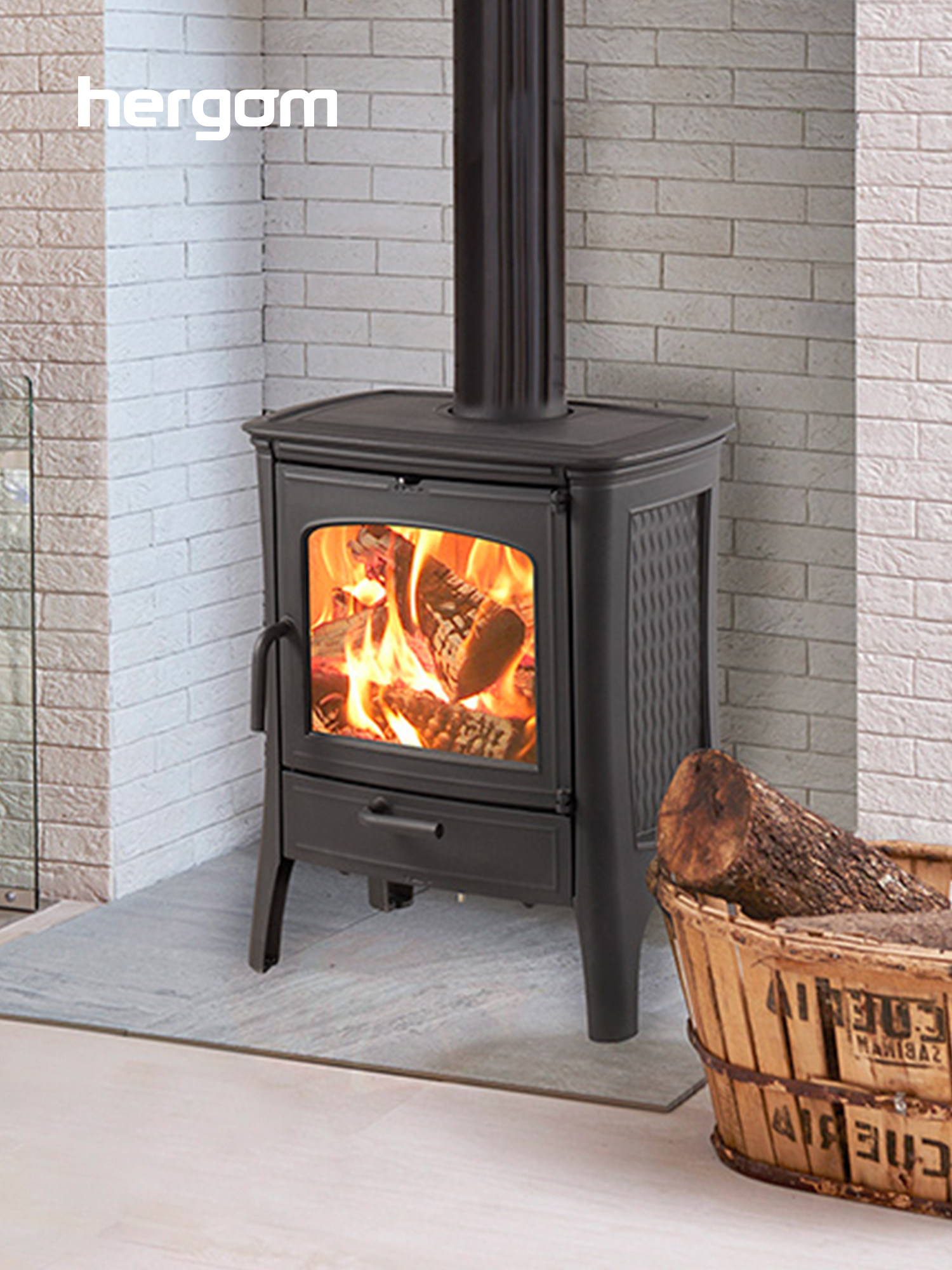 Hergom E20 Chimenea de leña, independiente 3
