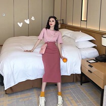 2021 New Hepburn wind light cooked Platycodon grandiflorum first love jumpsuit foreign style small fragrant wind professional two-piece female