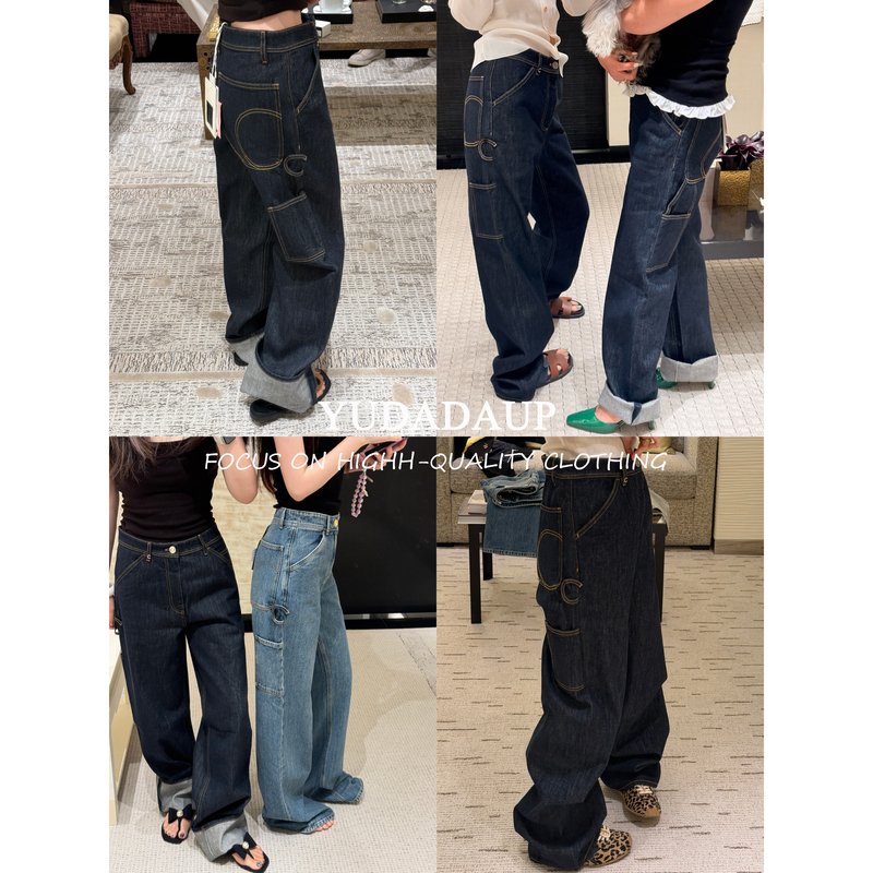 Yudadaup Versatile Magic Pants 26Fa Custom-Dyed Washed Multi-Pocket Workwear Straight-Leg Denim Long Pants Floor-Length Pants for Women Yudadaup Versatile Magic Pants 26Fa Custom-Dyed Washed Multi-Pocket Workwear Straight-Leg Denim Long Pants Floor-Length Pants for Women