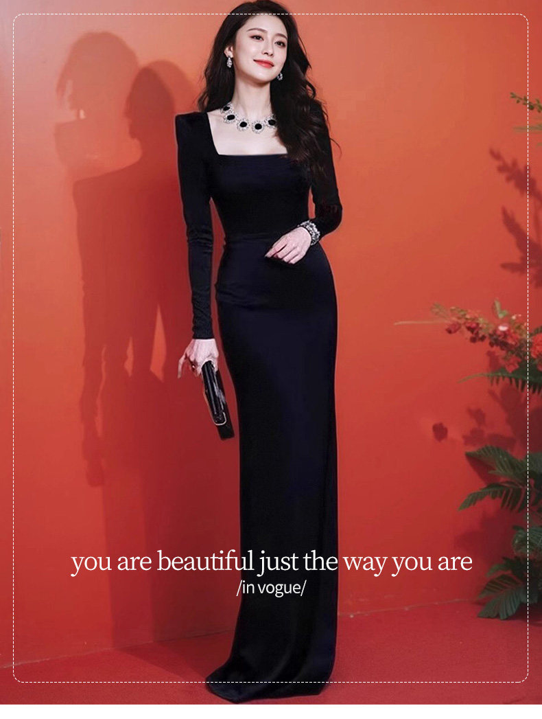 Черное элегантное элитное вечернее платье, изысканный стиль Aiyueni 