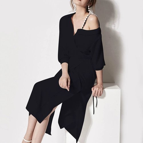 Черное элитное вечернее платье