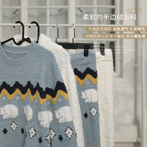 Zhang Dayi new pajamas autumn and winter women coral velvet sweet warm and cold half velvet home clothing set womens pajamas