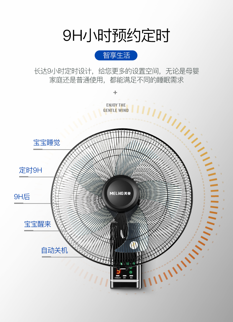 Quạt treo tường Meiling treo tường quạt điện treo tường Quạt treo tường điều khiển từ xa treo tường lắc đầu nhà hàng Quạt công nghiệp 16 inch - Quạt điện quạt điều hòa mini