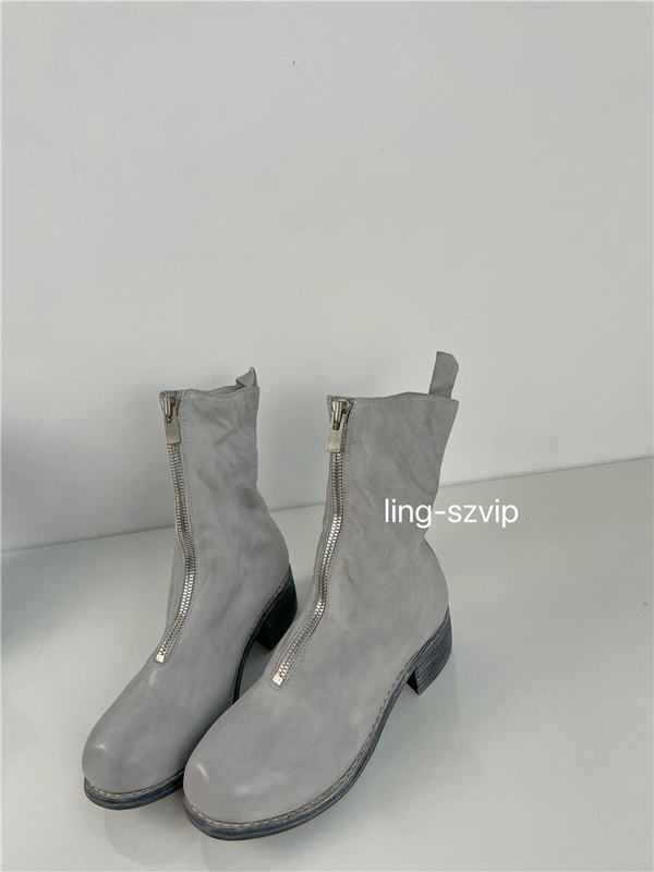 In-Stock Handmade Limited Edition Guidi Horse Leather Boots Pl2 Glacier Blue Washed Vintage Distressed Martin Boots Women's Shoes