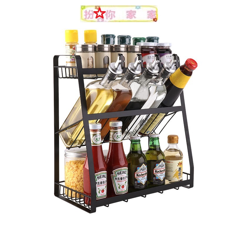 Seasoning tank rack kitchen rack condiment storage layer rack seasoning rack multi-layer oil salt sauce vinegar rack floor