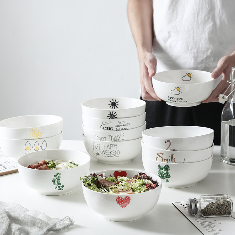Ceramic bowls creative cutlery good looking bowls Foam Noodles Bowl Home Soup Bowls Students Canteen Bowls Salads Bowls' Day-style rice bowls