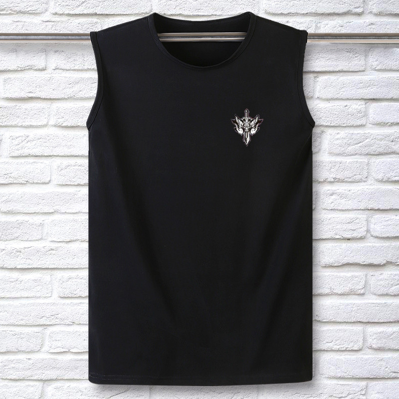 Áo thun cotton không tay in cờ nam cộng với phân bón để tăng vest thể thao rộng kích thước lớn cổ tròn áo vest đáy - Áo vest cotton áo khoác vest nam hàn quốc