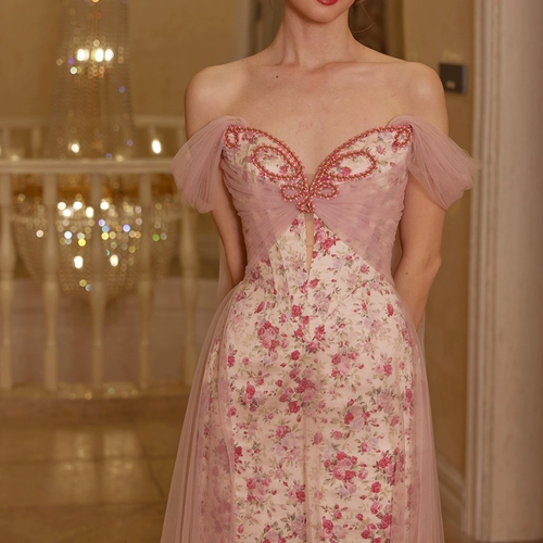 Lacemade Huayang Butterfly Fairy French Fairy Fairy Wills Saton Print Print Fish Bone платье новое платье юбка