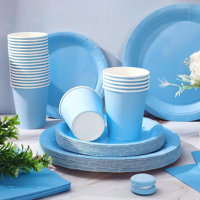 New Macaron Solid Color Series Tableware Light Blue Paper Plate Paper Cup Tablecloth Tissue Disposable Party Supplies New Macaron Solid Color Series Tableware Light Blue Paper Plate Paper Cup Tablecloth Tissue Disposable Party Supplies