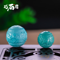 Qiaoshi Ju Su Gong jade carving famous Zeng Leihua pro-work original new Tang grass pattern natural beads round beads accessories beads