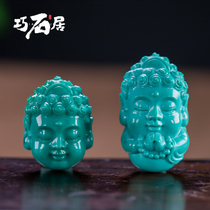 Qiaoshi Ju Jiu Ju carving studio original natural ore turquoise baby Buddha carving pendant accessories