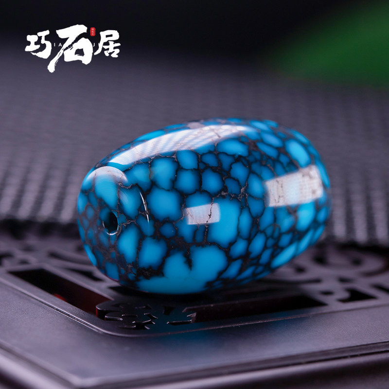 Qiaoshi Gui Hubei Shiyan original mine High porcelain high blue green pine stone Uri Pearl Waist Pearl Top Pearl Diy Accessories