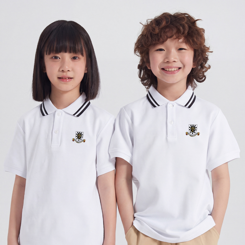 Hed School Uniform Top White Long-Sleeve Polo Shirt Short-Sleeve Round Neck Long-Sleeve White Navy Blue Straight-Leg Pants Summer Thin