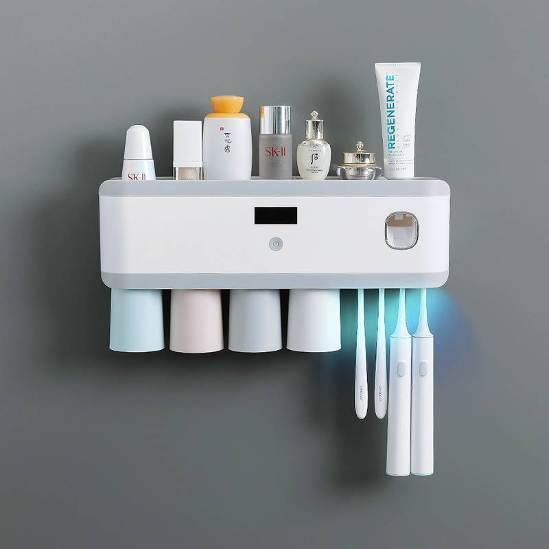 Electric toothbrush holder free of punch ultraviolet germicidal sterilizer Intelligent makeup room dental cup toothbrush shelf wall-mounted