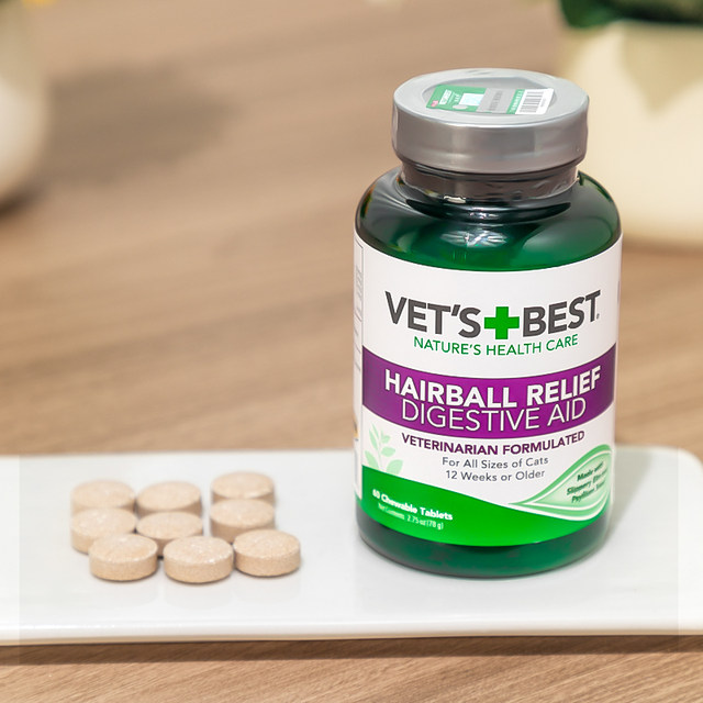 Vet'sBest Green Cross Hair Tablets to Remove Hair Balls and Cat Grass Tablets ເມັດປັດສະວະເພື່ອປ້ອງກັນພະຍາດທາງເດີນປັດສະວະ