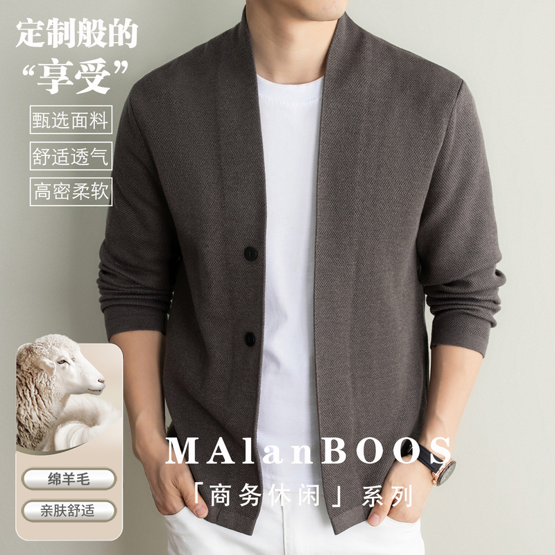 【Boos Official Store Genuine】Men's Two-Button Cardigan Solid Color Knitwear Loose Casual Wool Spring Jacket