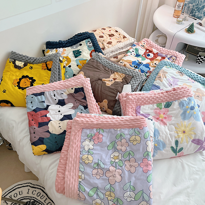 Children Cartoon Air Conditioning Appeasement Warm Suede Bean Blanket Machine Washable Kindergarten Baby Air Conditioning Spring Autumn Soybean Thin Quilt