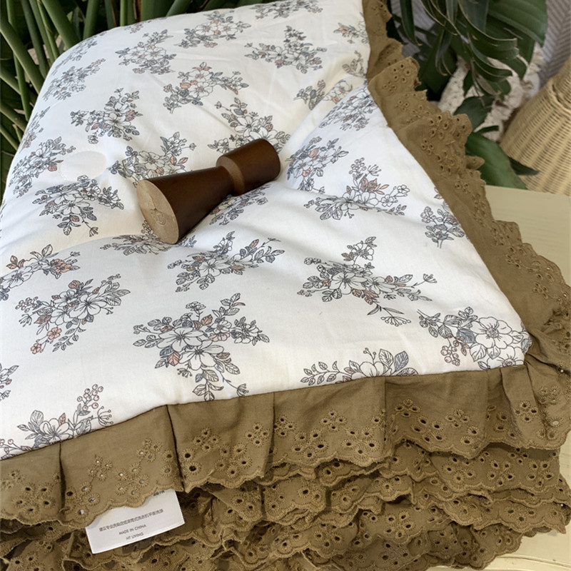 South Korean Little Broken Flowers Ins retro Xia cool quilted by pure cotton Air conditioning by Core All-cotton Double washable Soybean Thin Quilt