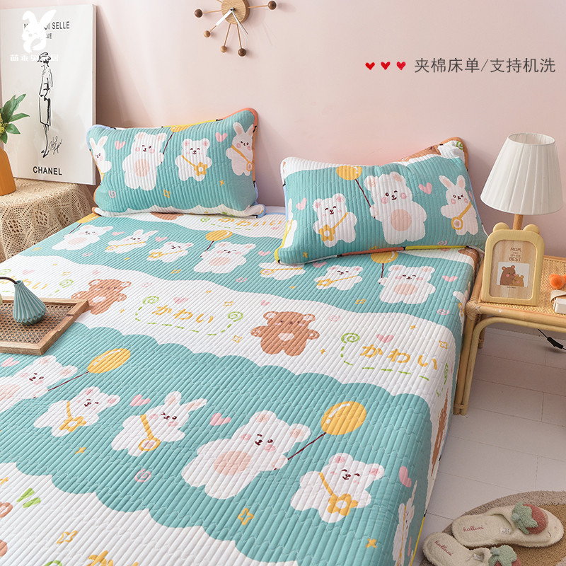 ins cartoon children hair clip cotton bed cover quilted pure cotton thickened sheet three sets male girl tatami bed cover
