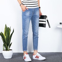 Summer thin nine-point jeans men slim small feet stretch tight Korean version of the trend 2020 new boys pants