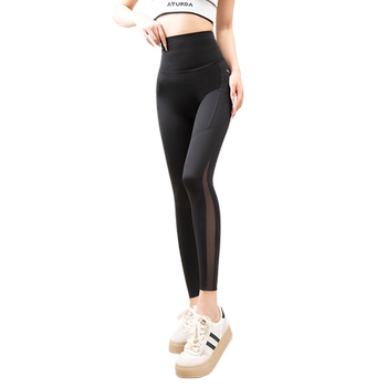 Shark pants summer thin women's outer wear 2026 new mesh pocket pocket belly controlling butt lifting yoga body shaping cycling leggings