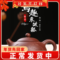 Authentic Yixing Zisha pot famous pure handmade teapot single pot kung fu tea set bird fun Dongpo stone scoop