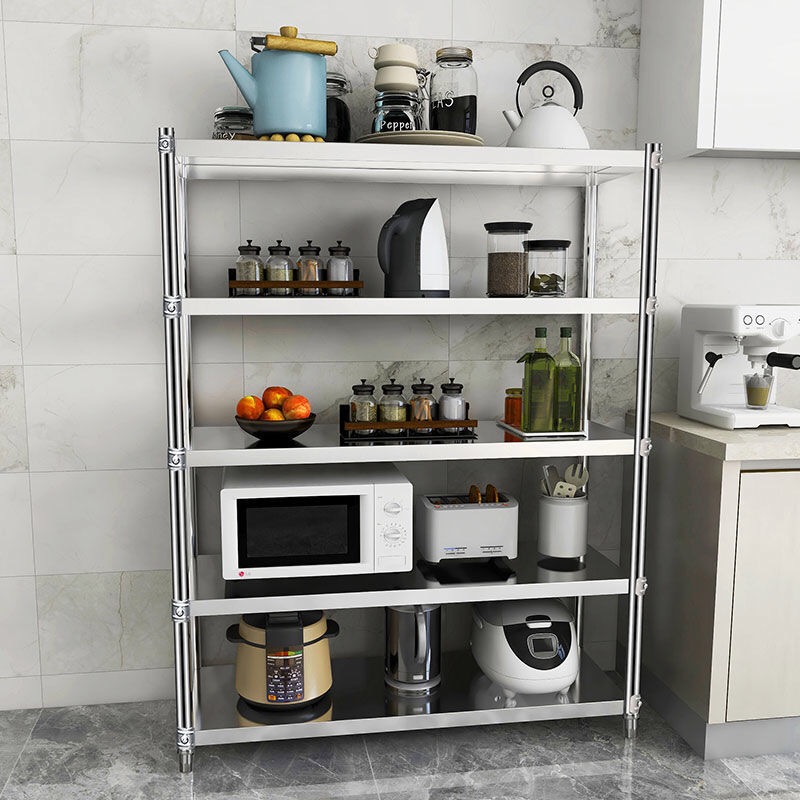201 Stainless Steel Kitchen Shelving Living Room Containing Finishing Shelves Microwave Oven oven Storage Home Warehouse Shelf 2