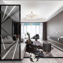 Customized art glass screen partition porch background wall ceiling decoration living room to move door modern light luxury