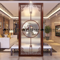 Art glass screen partition porch background wall living room aisle entrance door shoe cabinet modern simple Magpie flower grid