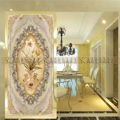 Art glass living room screen partition Entrance porch background wall Wine cabinet hanging ceiling Modern European and American noble vase