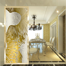 Art glass screen partition porch background wall living room aisle into the door sliding door shoe cabinet modern abstract light luxury