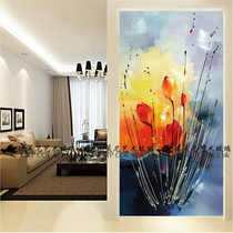 Art Glass Brief New Chinese Genguan Screen Cabinet Background Wall Water Ink Tempered Glass Light Transmission Partition Ink Painting