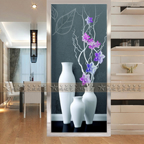 Customized picture art glass decorative screen partition into the home aisle porch background wall living room modern light luxury vase