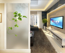 Art glass screen partition porch living room aisle TV background wall shoe cabinet kitchen window sliding door modern green leaf