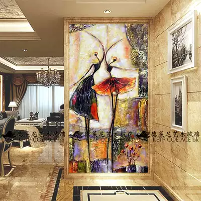 Screen partition Modern art glass entrance Ceiling ceiling partition wall Aisle Deep carving craft abstract character dancer
