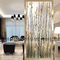 Art Glass Living-room Screen Partition Introductory Genguan Shoe Cabinet Background Wall Frosted Light Transmission Bifacial Modern Jade Orchid