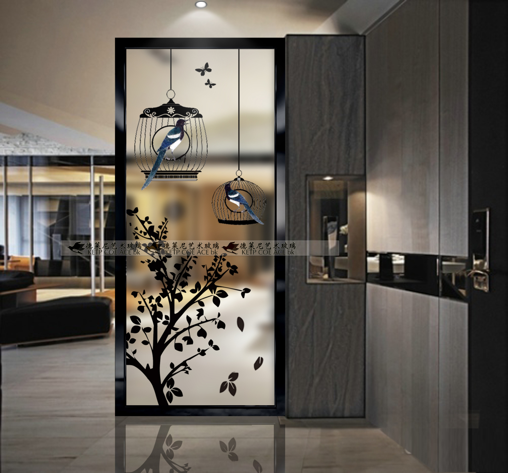 Wine cabinet screen partition art glass living room basalt inhouseAccommodation aisle office bedroom modern minimalist wealth tree