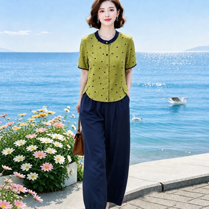 Mom's Cotton and Linen Suit, Age-Reducing, Fashionable, Casual Shirt, Button-Up Cardigan, Wide-Leg Pants, Loose, Slimming, Elegant Two-Piece Set Mom's Cotton and Linen Suit, Age-Reducing, Fashionable, Casual Shirt, Button-Up Cardigan, Wide-Leg Pants, Loose, Slimming, Elegant Two-Piece Set