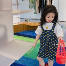 (Clearout Flash Sale) Girls Denim Suspender Skirt Western Style Children Daisy Suspender Skirt Baby Flower Dress