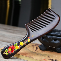 Natural Ebony comb hand-painted lacquer art comb to send male girlfriend wife birthday gift lettering home long hair comb
