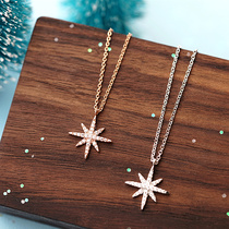 Simple wind Net red six stars choker Christmas New Year snowflake necklace 2021 New
