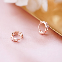 Simple wind 2021 New Tide Diamond twist twist ear buckle personality fashion high sense chain earrings rose gold