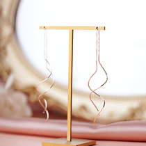 Simple wind wave curve tassel style earrings long temperament royal sister wind fairy air ear wire advanced atmosphere