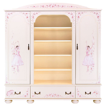 Pink bookcase Princess powder children bookshelf cartoon multifunctional student wardrobe bookshelf combination custom solid wood