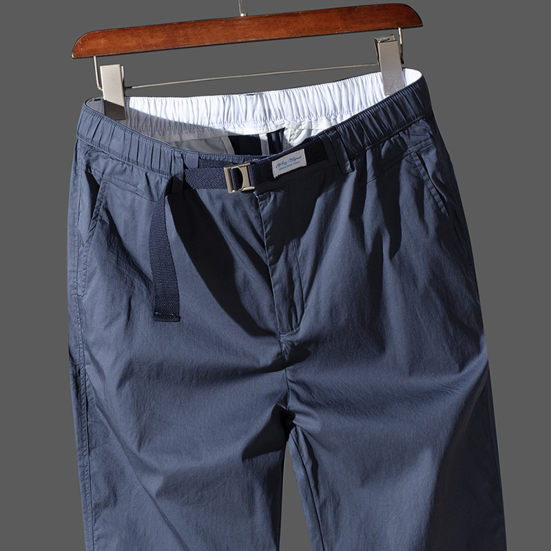 Dibeya Men's Casual Pants Summer Thin Straight-Leg Stretchy Stylish Pants Loose Versatile Tapered Cropped Pants m